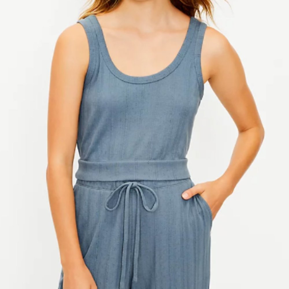 LOFT Pointelle Pajama Top in Light Forever Navy, New with Tags, Size Medium